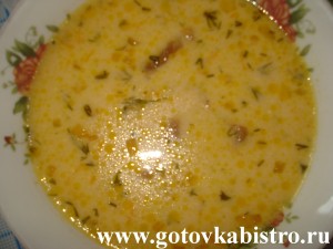 Суп из сушеных грибов с плавленым сыром